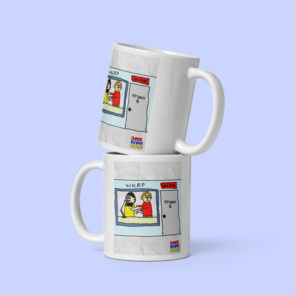 Sock Puppet Master Brawling Radio Hosts Mug