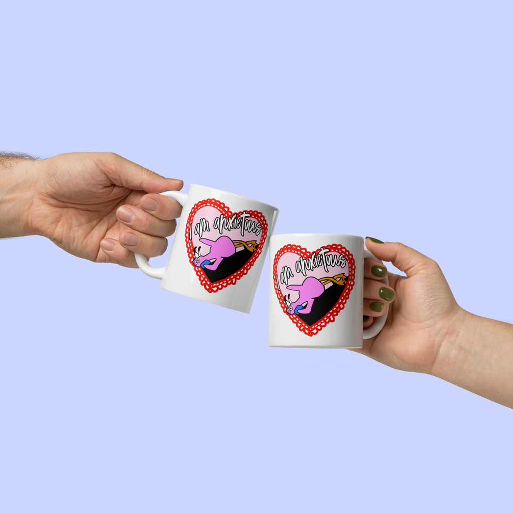 Limited-edition Sock Puppet Master Valentine's Day Anxietous Flamingo Mug