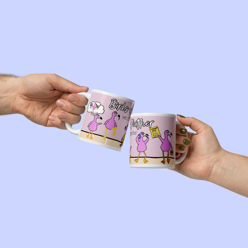 Sock Puppet Master "Birds of a Feather" Flamingos Mug