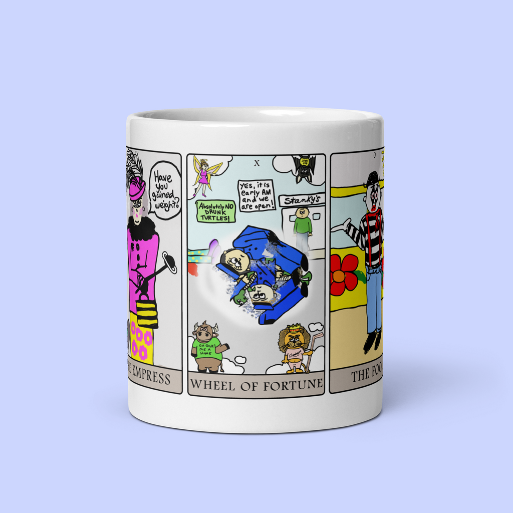 Sock Puppet Master 5-Card Tarot Major Arcana Mug