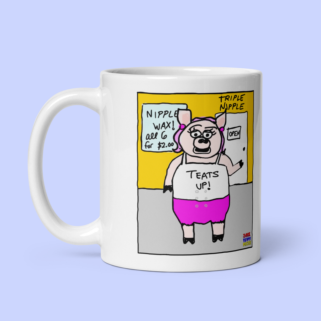 Sock Puppet Master "Teats Up!" Pig Mug