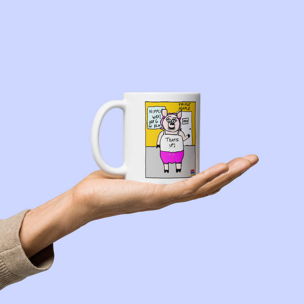 Sock Puppet Master "Teats Up!" Pig Mug