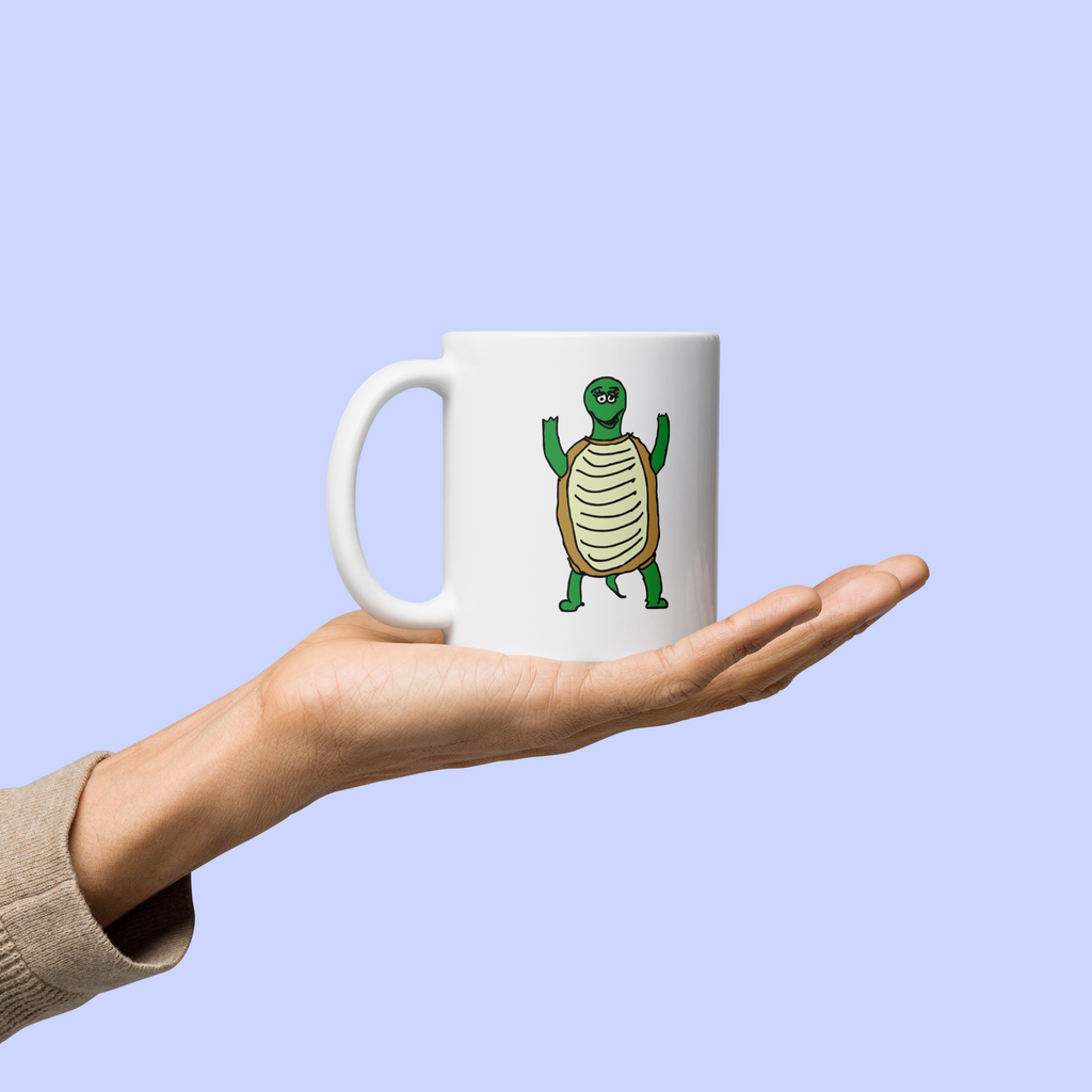 Sock Puppet Master Surprised Turtle Mug