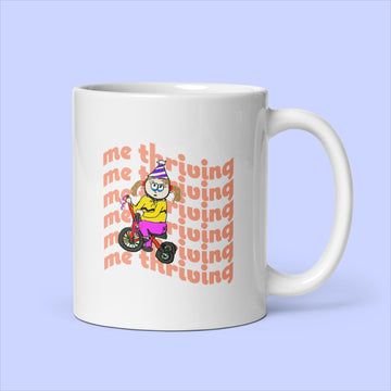 "Me Thriving" Tricycle Girl Mug | Sock Puppet Master