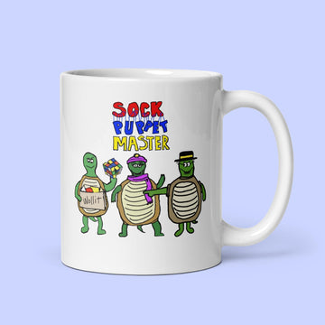 Sock Puppet Master Turtle Trio Mug