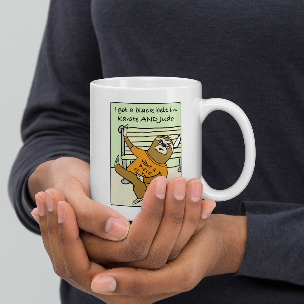 Sock Puppet Master Fighting Sloth Mug