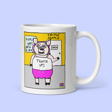 Sock Puppet Master "Teats Up!" Pig Mug