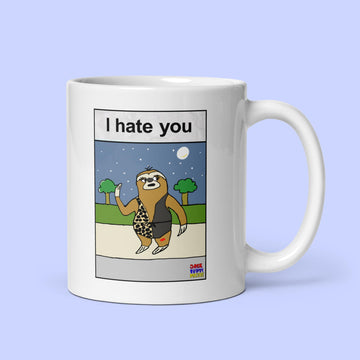 Sock Puppet Master "I hate you" Sloth Mug