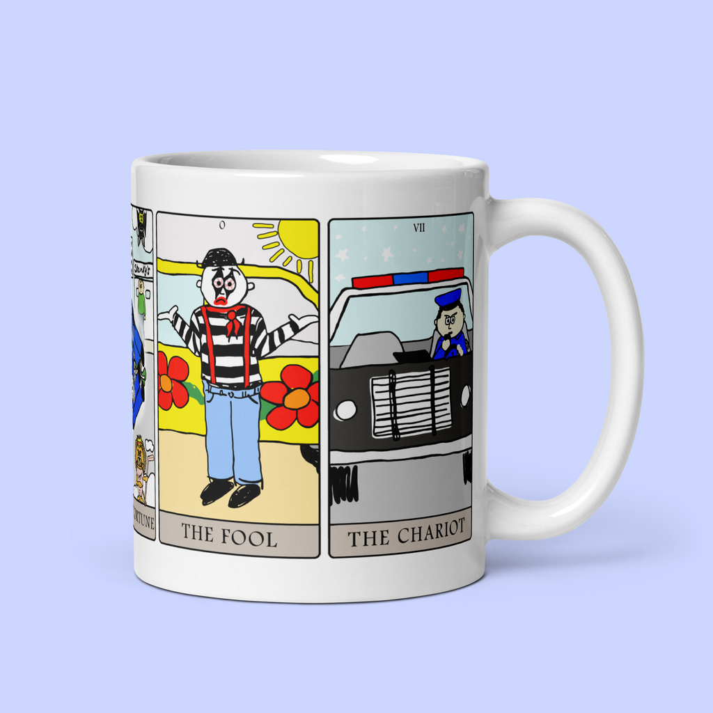 Sock Puppet Master 5-Card Tarot Major Arcana Mug