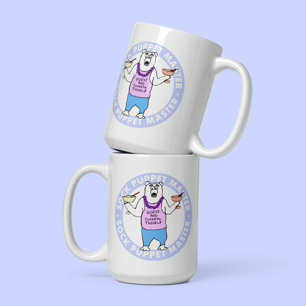 Sock Puppet Master "Goest and F*th Thyself" Polar Bear Mug