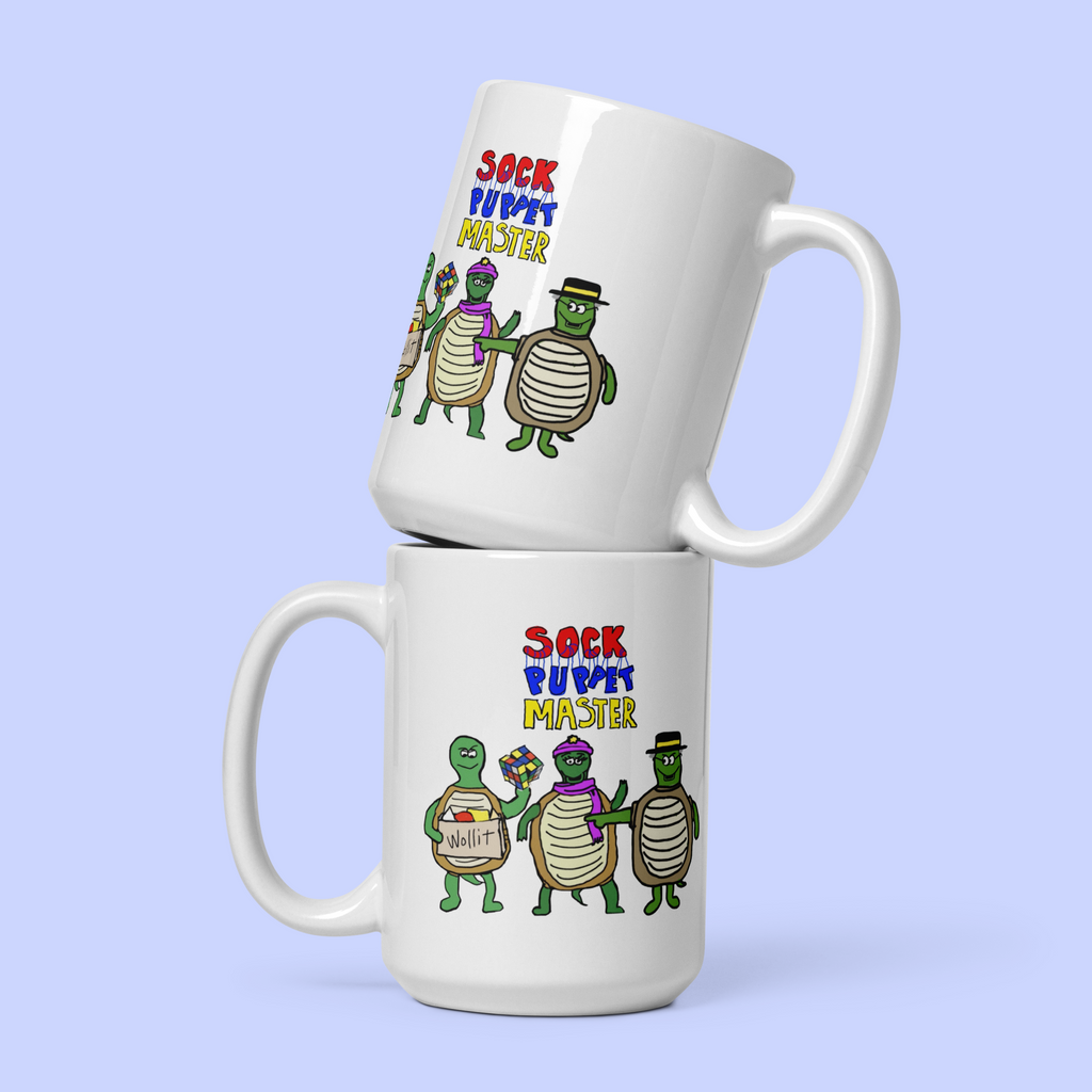 Sock Puppet Master Turtle Trio Mug