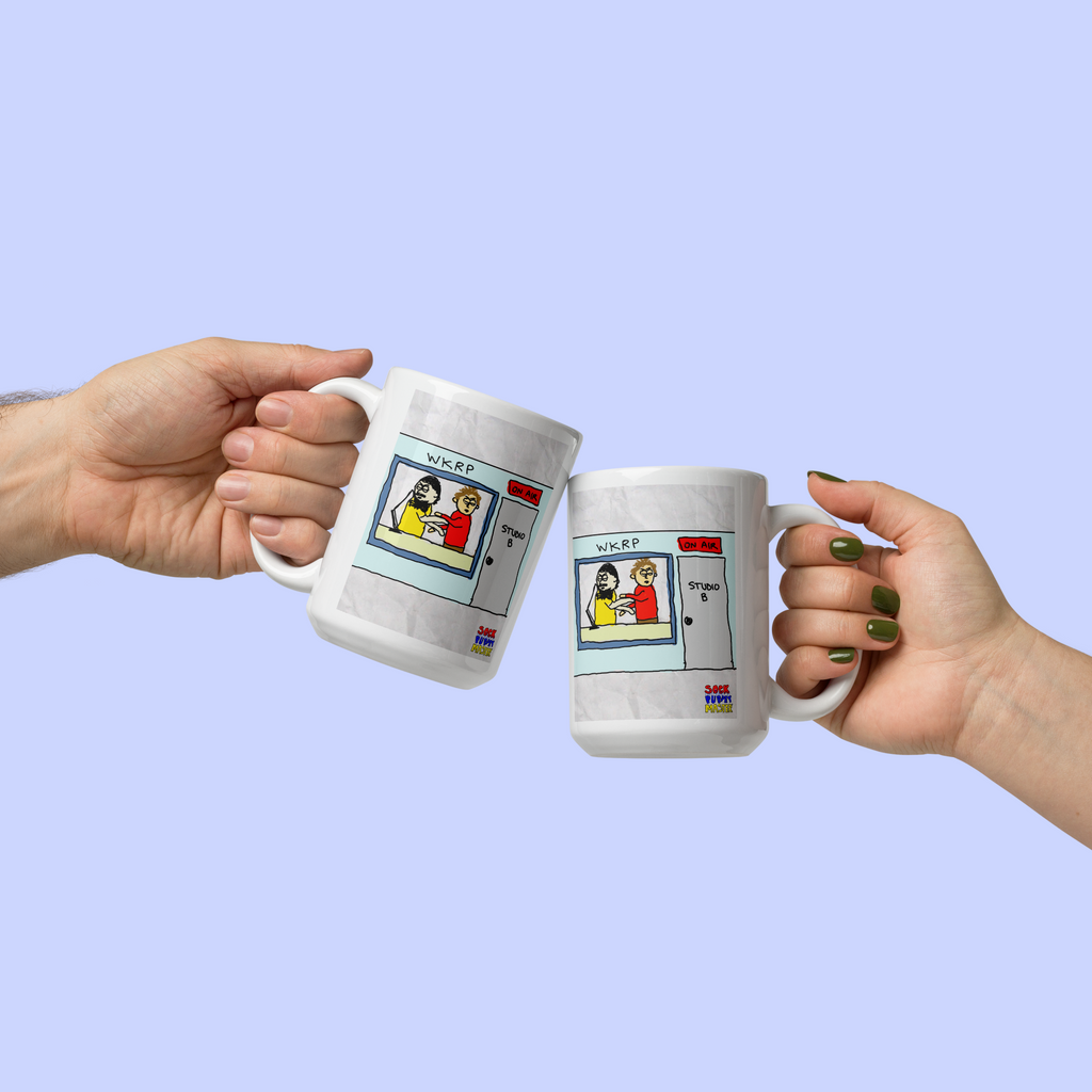 Sock Puppet Master Brawling Radio Hosts Mug