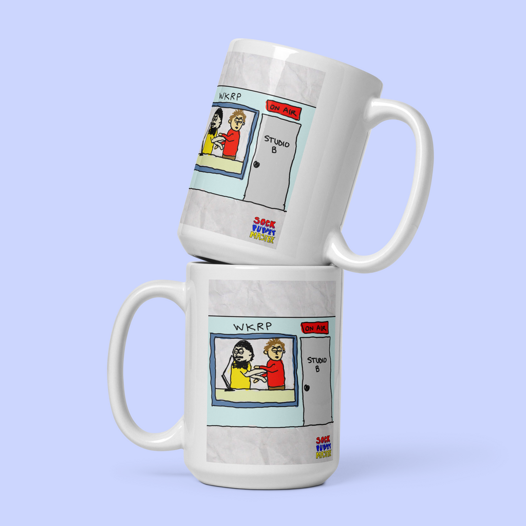 Sock Puppet Master Brawling Radio Hosts Mug