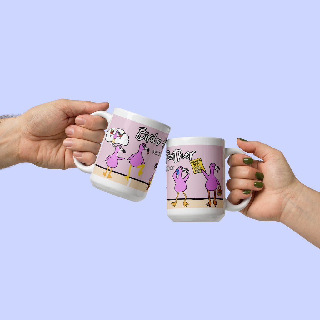 Sock Puppet Master "Birds of a Feather" Flamingos Mug