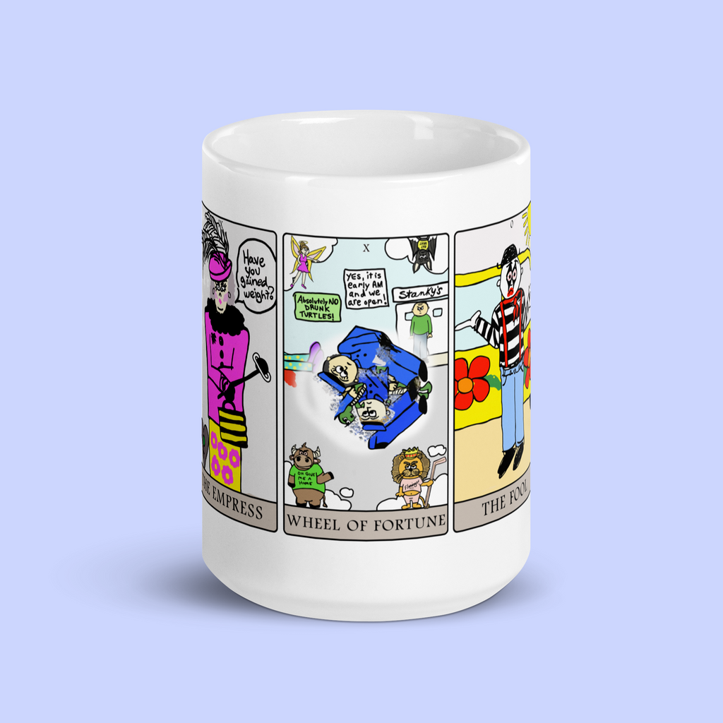 Sock Puppet Master 5-Card Tarot Major Arcana Mug