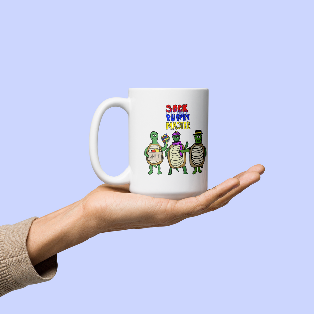 Sock Puppet Master Turtle Trio Mug