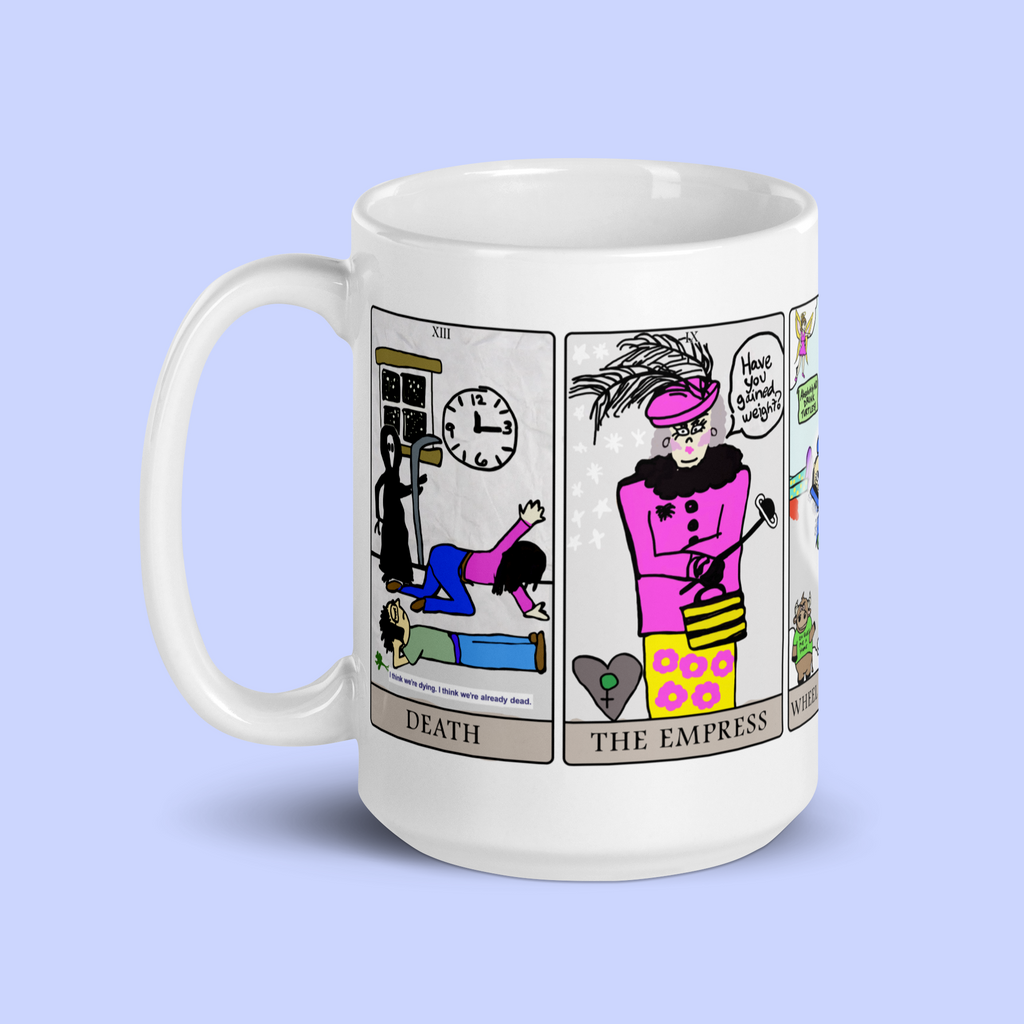 Sock Puppet Master 5-Card Tarot Major Arcana Mug