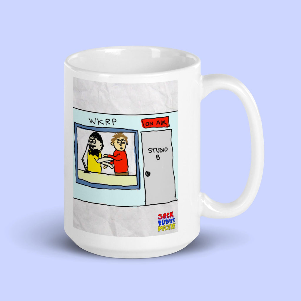 Sock Puppet Master Brawling Radio Hosts Mug
