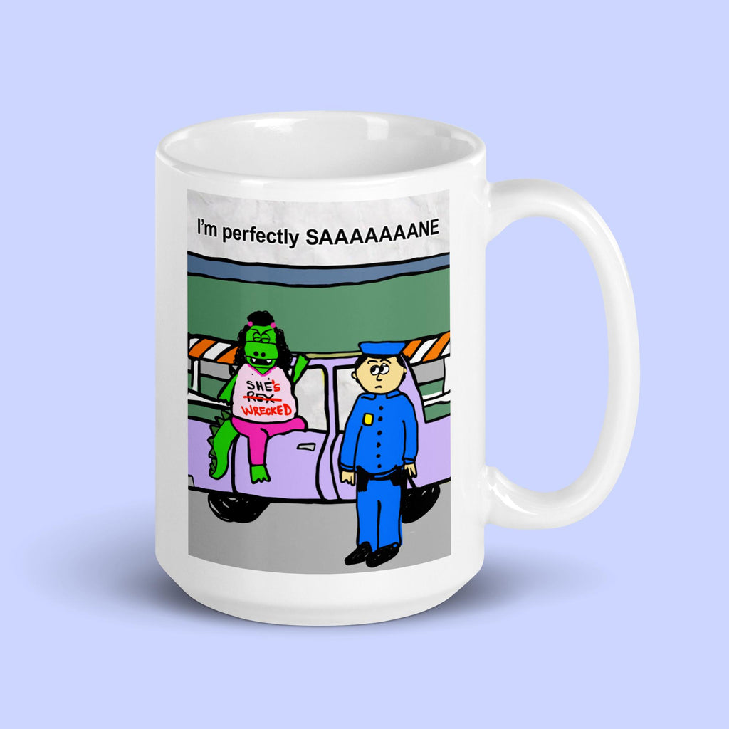 Sock Puppet Master "Perfectly Sane" She-Rex Mug