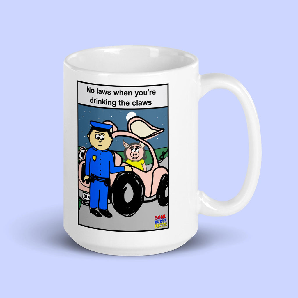 Sock Puppet Master "No Laws" Pig Mug