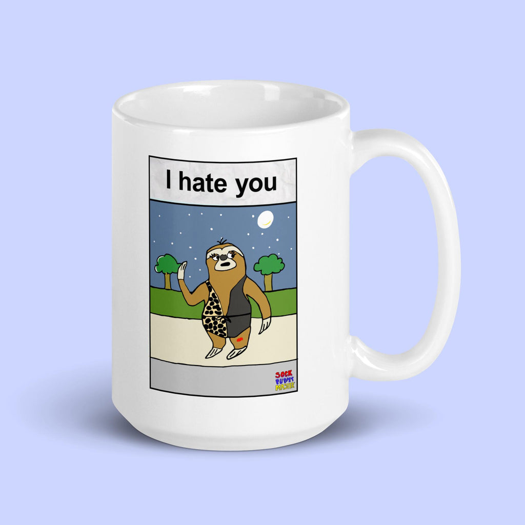 Sock Puppet Master "I hate you" Sloth Mug