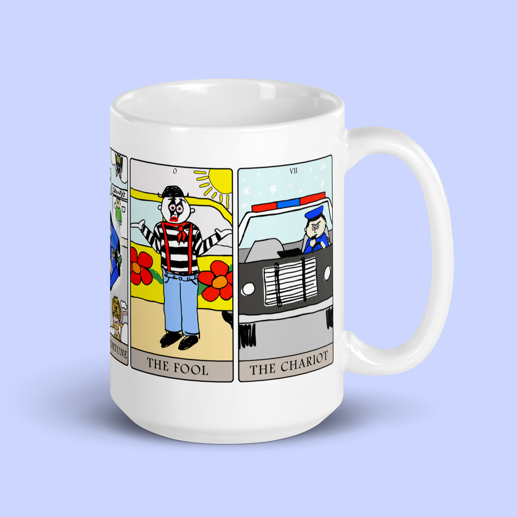 Sock Puppet Master 5-Card Tarot Major Arcana Mug